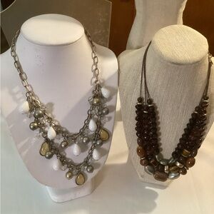Two necklaces, 3 strand/single strand